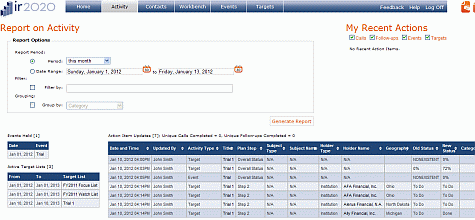 Capture - Report on IR outreach.